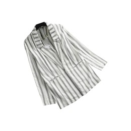 SKLS025 individual design single button lapel blazer, British style striped mid-length blazer, blazer specialty store boating blazer women's pinstripe business suits SKLS025 individual design single button lapel blazer, British style striped mid-length blazer, blazer specialty store boating blazer women's pinstripe business suits